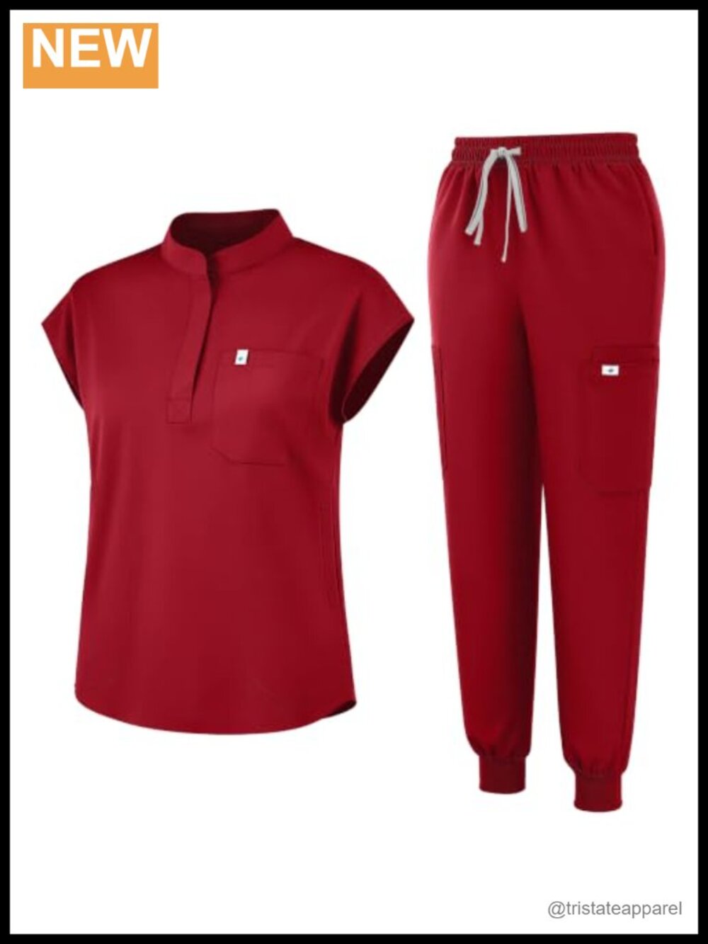Women's Scrub Set Sleeveless Stand Collar Slim Top Cargo Jogger Pants Medical